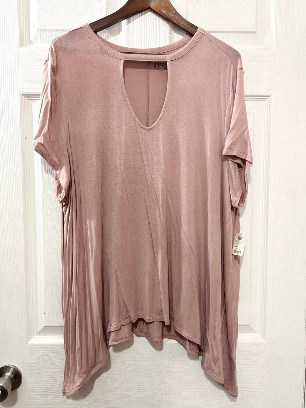Mudd Plus Size 2X Pink Keyhole Choker Neck Flowy Tunic Top Mauve NWT
